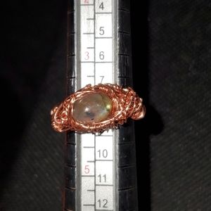 Copper wire wrapped labradorite ring
